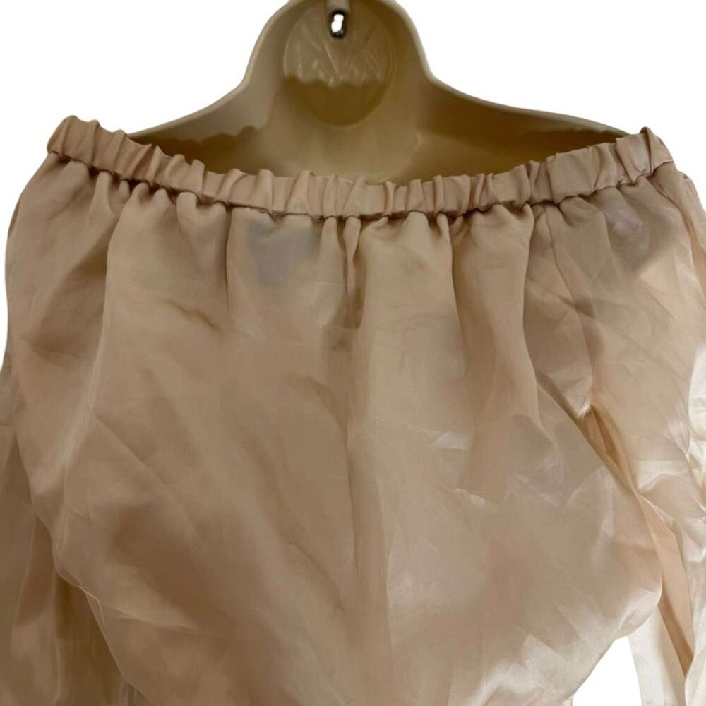 J Crew Collection Womens Pale Pink Off The Shoulder Crop Top Silk Lined sz 4 - Picture 6 of 16